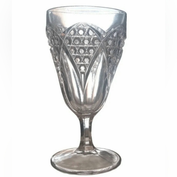 Vintage Imperial Tulip & Cane Glass Goblet #9 Pecorah Malvern Clear Glass EAPG - Picture 9 of 9